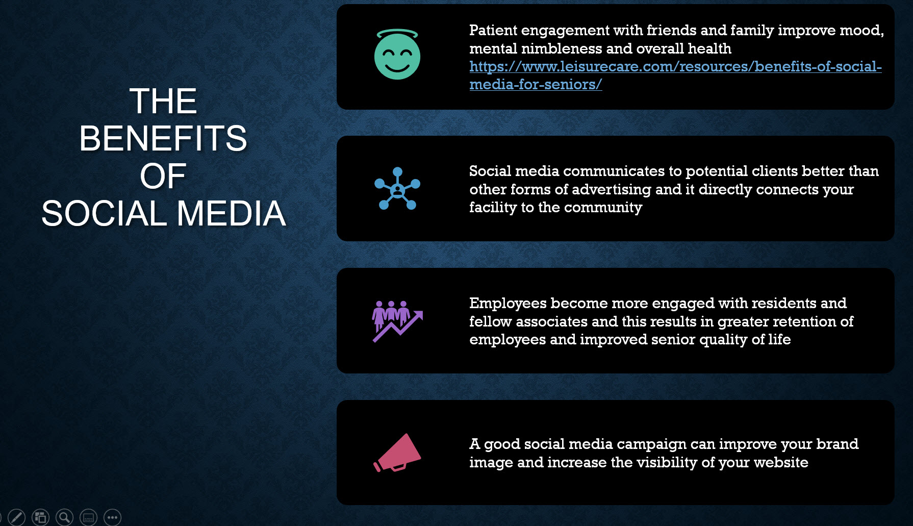 Benefits of social media for senior heath facilities and homes